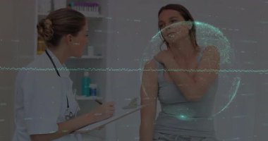 Hastanın el ele verip muayene sırasında ağrı göstermesi. Doktor not defterine not yazması. Tıbbi, sağlık, danışma, tanı, sağlık, mesleki, klinik