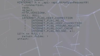 Parlayan düğüm ağı üzerinde API çağrıları ve geometrik fonksiyonlar açılıyor. Programlama, siber güvenlik, veri görselleştirme, dijital, teknoloji, ağ, geliştirici