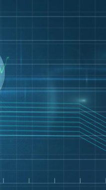 Ampul simgesinin grafiği bir ızgaranın üzerinde yuvarlanırken canlandırılması. dijital arayüz küresel bağlantılar konsepti dijital olarak oluşturulmuş video.