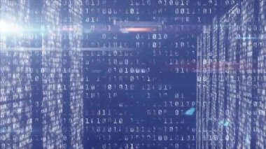 3D tünel açılışı ikili kodlar tarama çizgileri atımlı işaret fişeği sürücüsü veri akışı. Dijital, geleceksel, soyut, teknoloji, veri, hareket, siber