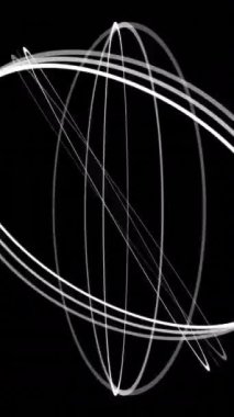 Siyah arkaplanda hareket eden beyaz dairelerin animasyonu. Şekiller, şablon ve dijital arayüz konsepti dijital olarak oluşturulmuş video.