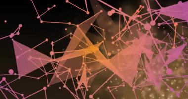 İnce pembe-turuncu çizgiler ağ animasyonlarını başlatan düğümler ortaya çıkıyor, ışıldıyor. Fütürist, teknolojik, soyut, dijital, bağlantı, yenilik, canlı