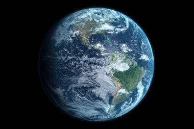 Siyah arkaplanda Dünya 'nın bilgisayar grafiksel resmi