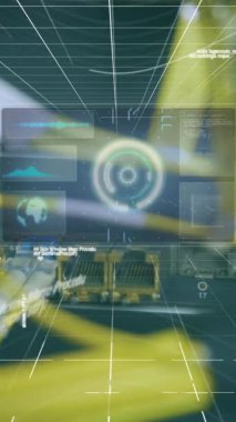 Bilgisayar kabloları üzerinden veri işleme animasyonu. bilgisayarlar, ağ, veri işleme, teknoloji ve dijital arayüz kavramı dijital olarak oluşturuldu.