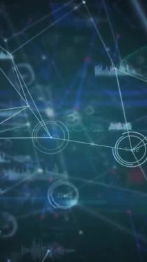 Siyah arkaplanda veri işleme ağı ile bağlantıların animasyonu. Küresel teknoloji, bilgisayar ve dijital arayüz kavramı dijital olarak oluşturulmuş video.