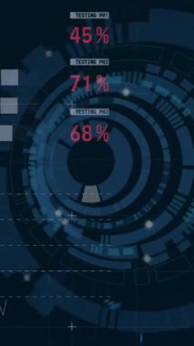 Siyah arkaplan üzerinden finansal veri işleme animasyonu. Küresel finans, iş, bağlantılar, hesaplama ve veri işleme kavramı dijital olarak oluşturulmuş video.