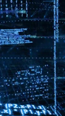 Sanal okul ortamında dijital kod insan figürünün canlandırılması. Sanal gerçeklik, dijital teknoloji, kodlama, gelecek, eğitim, e-öğrenme