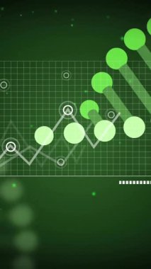 Yeşil arkaplan üzerinden veri analizi için grafik ve grafikler canlandırılıyor. animasyon, analitik, görselleştirme, bilgi, istatistik, iş