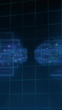 Parlak dairesel elementin canlandırılması ve fütüristik arayüzde devre desenleri. teknoloji, dijital, tasarım, bilim kurgu, sanal, yenilik