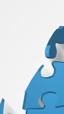 Beyaz arka planda mavi bulmacanın animasyonu. Ulusal bulmaca günü ve dijital olarak üretilen video konsepti.