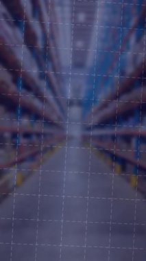 Deponun istatistikleriyle finansal veri işleme animasyonu. Küresel sevkiyat, iş, finans, bilgisayar ve veri işleme kavramı dijital olarak oluşturuldu.