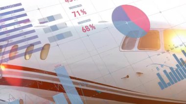 Jet gövdesinin açılışıyla birlikte veri gövdeleri kayar, döner ve görselleştirir. Hava, analitik, teknoloji, yenilik, şirket, finans, fütüristik