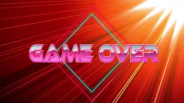 Neon hatları belirdiğinde, Pembe Oyun ÖNCE metin kaydırma ve işaret oyunu bitiminde elmas titreşimli. Neon, retro, digital, animasyon, grafik, canlı, sinematik