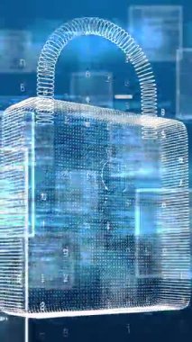 Asma kilit üzerinde veri işleme animasyonu. küresel tıp ve dijital arayüz kavramı dijital olarak üretilen video.