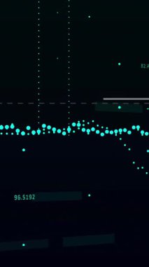 Finansal veri işleme animasyonu. Küresel iş, finans, bilgisayar ve veri işleme kavramı dijital olarak oluşturulmuş video.