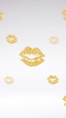 Dudak animasyonu beyaz arkaplanda tekrarlandı. moda ve güzellik aksesuarları arka plan desen konsepti dijital animasyon.