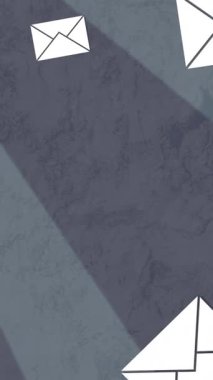 Zarf e- posta simgelerinin dönüşümlü gri parlak çizgilerin üzerine düşerek kusursuz döngü içinde hipnotik hareket etmelerinin animasyonu. Tekrarlama soyut ve renk kavramı dijital olarak oluşturuldu.