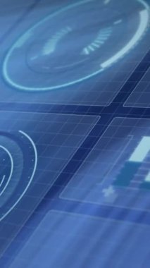 Grafiklerin animasyonu, soyut arkaplana karşı dünya çapında daireler yüklemek. Dijital olarak üretilmiş, hologram, küreselleşme, rapor, iş, sonar ve teknoloji kavramı.