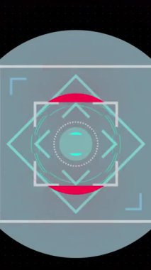 Kapsam taraması ve kırmızı şablonun üzerindeki veri işleme animasyonu. Küresel bilgisayar veri işleme ve dijital arayüz konsepti dijital olarak oluşturulmuş video.