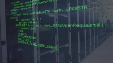 Çerçevelenmiş yeşil C + + kaplaması ağ istekleri ve geometri işlemlerini gösteren raflar arasında kayar. Programlama, siber güvenlik, veri merkezi, sunucu, kod, teknoloji, ağ