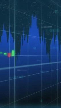 Diyagramlar üzerinden veri işleme animasyonu. küresel iş ve dijital arayüz kavramı dijital olarak oluşturulmuş video.