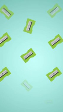 Birden fazla ders kitabının dijital animasyonu ve yeşil arka plana karşı keskinleştirici. Okula ve eğitim konseptine dönüş