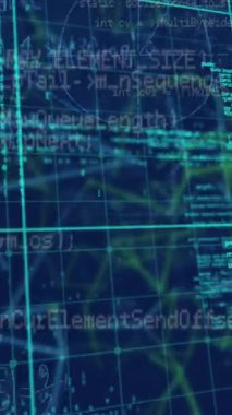 Bağlantı ağı üzerinden veri işleme animasyonu. Dijital olarak oluşturulmuş küresel bağlantılar, hesaplama ve veri işleme kavramı.