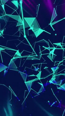 Animation of light trails over network of connections on black background. Abstract background, light, pattern and movement concept digitally generated video.