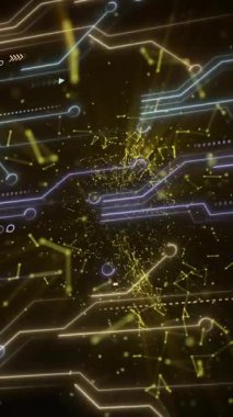 Siyah arkaplandaki bağlantı ağı üzerinden bilgisayar devre kartının animasyonu. Küresel teknoloji, bağlantılar, hesaplama ve dijital arayüz kavramı dijital olarak oluşturulmuş video.