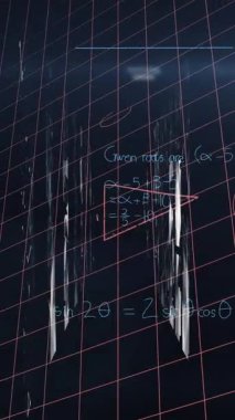 Matematiksel denklemlerin, siyah arkaplandaki bağlantılar ağı üzerinden canlandırılması. Küresel eğitim, bilim ve dijital arayüz kavramı dijital olarak oluşturulmuş video.