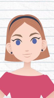 Okul simgeleri üzerinde konuşan kadın animasyonu. Ulusal danışmanlık ayı ve dijital olarak oluşturulan kutlama konsepti.