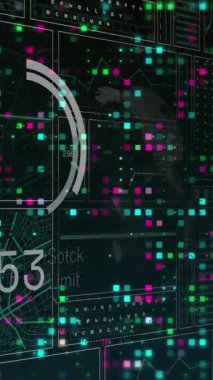 Dünya üzerinde veri işleme animasyonu. küresel iş ve dijital arayüz kavramı dijital olarak oluşturulmuş video.