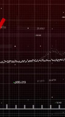 Karanlık arka planda finansal veri işleme sisteminin animasyonu. Küresel finans, iş, bağlantılar, hesaplama ve veri işleme kavramı dijital olarak oluşturulmuş video.