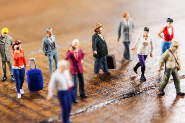 Figurines on wooden table