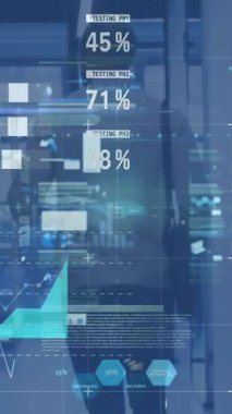 Afro-Amerikan iş adamı hakkında istatistik ve veri işleme animasyonu. küresel iş, finans ve veri işleme kavramı dijital olarak oluşturulmuş video.