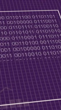 Mor arkaplan üzerinde istatistik ve veri işleme animasyonu. Küresel iş, finans, bağlantılar, hesaplama ve veri işleme kavramı dijital olarak oluşturulmuş video.