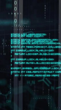 Sunucu odasında veri işleme ve kimyasal formüllerin animasyonu. Teknoloji ve dijital arayüz kavramı dijital olarak oluşturuldu.