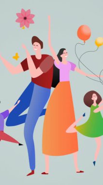 Yeşil arka planda oynayan aile kompozisyonu. Mutlu aile, sevgi ve destek konsepti dijital olarak oluşturulmuş imaj.