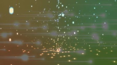 Temelden çıkan parçacıklar, yukarı doğru parlayan noktalar, gradyan üzerinde fıskiye animasyonu. Soyut, hareketli, aydınlık, dijital, geleceksel, dinamik, enerji