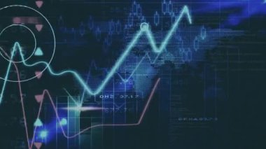 Cyan ve kırmızı çizgi, veri eğilimlerini temsil eden sol salınımlı roket yerleşimine giriyor. Dijital, fütüristik, soyut, analitik, teknoloji, gösterge paneli, veri