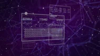 Tek bir kablo düşüşü küme oluşumuna neden olur. Bu da döngü numaralarının veri gösterimi için geri çekildiğini gösterir. Fütürist, dijital, soyut, veri görselleştirme, ağ, teknolojik, neon