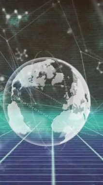 Bağlantılar ve moleküller ağı üzerinden dünyanın animasyonu. Küresel teknoloji, bilgisayar ve dijital arayüz kavramı dijital olarak oluşturulmuş video.