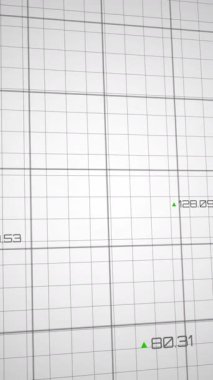 Kırmızı çizgilerin animasyonu ve şebeke üzerinde finansal veri işleme. küresel iş, dijital arayüz ve teknoloji konsepti dijital olarak oluşturulmuş video.