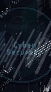 Siyah arkaplan üzerinde veri işleme ile dijital arayüzün animasyonu. Küresel veri işleme kavramı dijital oluşturulmuş video.