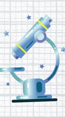 Beyaz arkaplan üzerinde mikroskop simgesi canlandırması. eğitim, geliştirme ve öğrenme konsepti dijital olarak oluşturulmuş video.