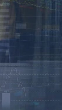 Dünya çapında finansal veri işleme animasyonu. Küresel iş teknolojisi ve veri işleme kavramı dijital olarak oluşturuldu.