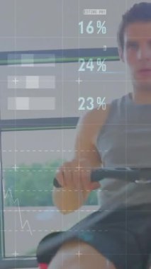 İş analizleri ve görselleştirme animasyonu ofiste çalışan insanlar üzerinde. takım çalışması, işyeri, teknoloji, bilgi grafikleri