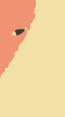 Turuncu ve sarı arka planda yüzen balıkların animasyonu. hayvan ve doğa kavramı dijital olarak üretilen video.