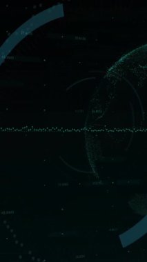 Diyagram üzerinde kapsam taraması ve asma kilit animasyonu. Teknoloji, güvenlik ve dijital arayüz kavramı dijital olarak oluşturulmuş video.