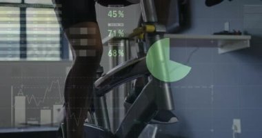 Solunum maskesi takarken denek pedal çevirme ve metabolik veriler için ölçümler gösterme. Performans, dayanıklılık, fizyoloji, biyometri, analiz, sağlık, bilimsel